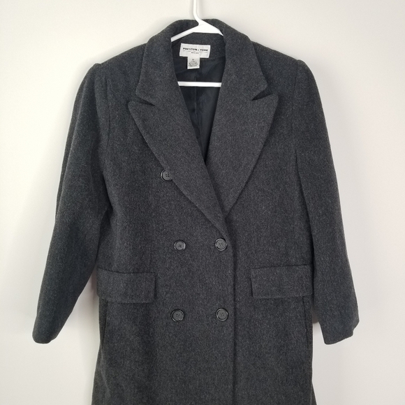 Preston & York Petites Dark Gray 100% Wool Double Breasted Long Coat Size 8P - Picture 9 of 16